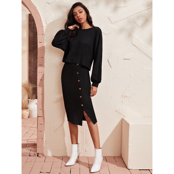 Rouge! Dresses & Skirts - 2 Piece Black Casual Skirt Set